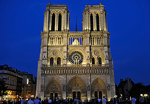 夜景,西部,建筑,大教堂,巴黎,法国,欧洲