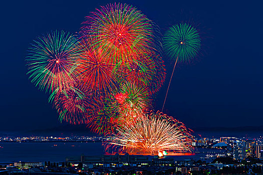 琵琶湖,烟花,节日