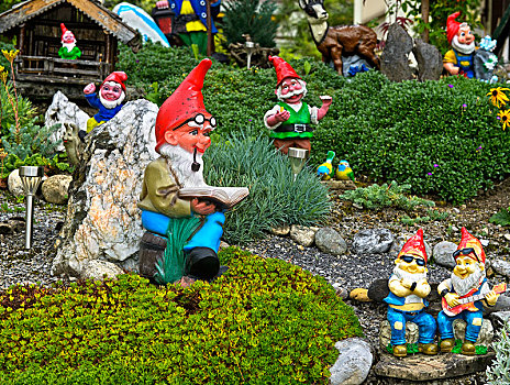 几个,花园小矮人,奥伯瓦尔登,瑞士,欧洲