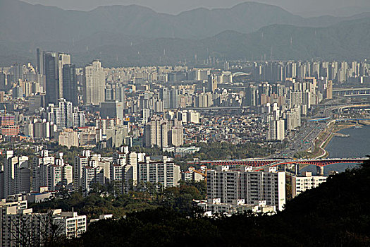 高层建筑,建筑,首尔,风景,南山,山,韩国,亚洲