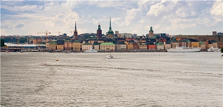 全景,斯德哥尔摩,城市,秋天,白天
