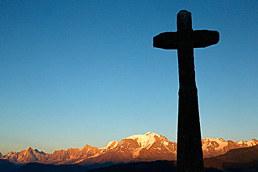 天主教,十字架,正面,勃朗峰,法国