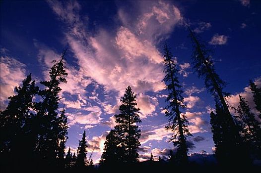 日落,班芙国家公园,艾伯塔省,加拿大