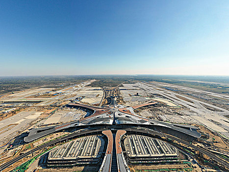 航拍北京大兴国际机场工地