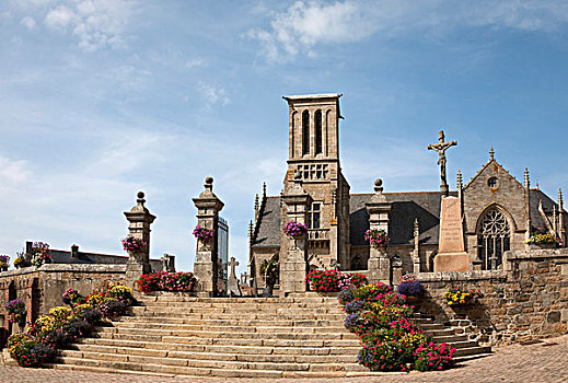 教堂,墓地,特色,耶稣受难像,雕塑,布列塔尼半岛,法国,欧洲