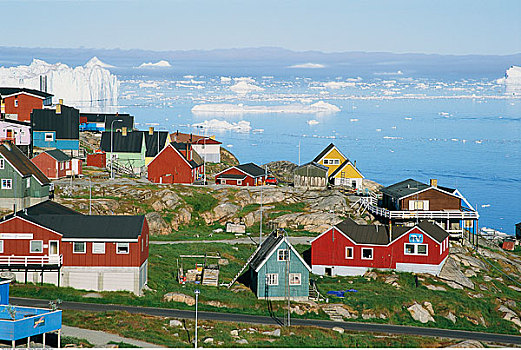 俯视,小镇,伊路利萨特,格陵兰