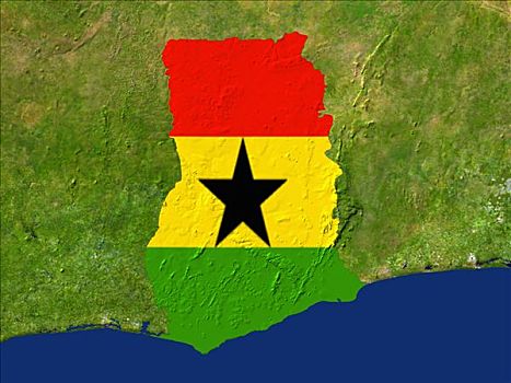卫星图,加纳,旗帜,遮盖