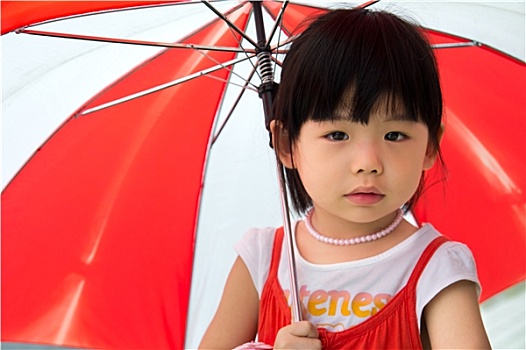 亚洲人,孩子,红色,伞