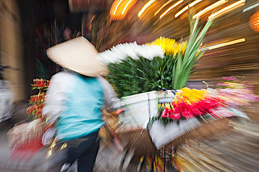 越南,河内,移动,花,摊贩