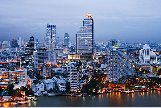 天际线,黄昏,曼谷,泰国