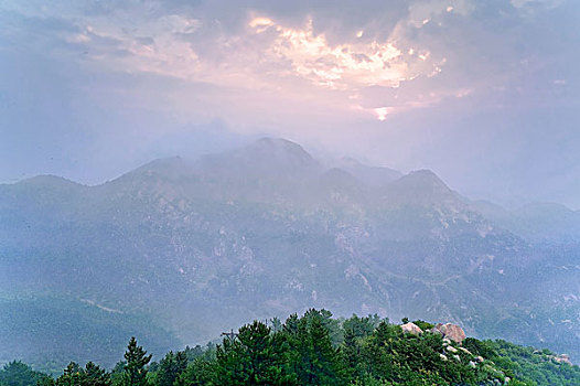 朝霞,大山,山,云海