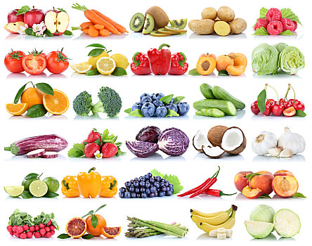 果蔬,水果,收集,苹果,西红柿,橙色,葡萄,香蕉,浆果,新鲜,隔绝