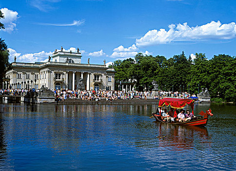 湖,宫殿,水上,皇家,宫苑,华沙,波兰