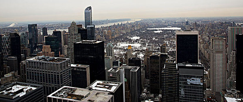 风景,中央公园,洛克菲勒中心,眺望台,上面,石头,上方,曼哈顿,纽约