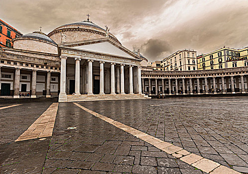 新古典,教堂,广场,意大利,坎帕尼亚区,那不勒斯省,那不勒斯