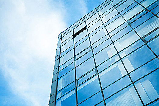 现代办公室,建筑,墙壁,钢铁,玻璃,蓝天