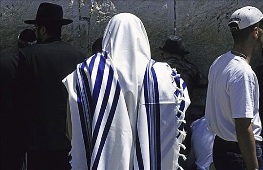 犹太人,戴着,哭墙,耶路撒冷,以色列