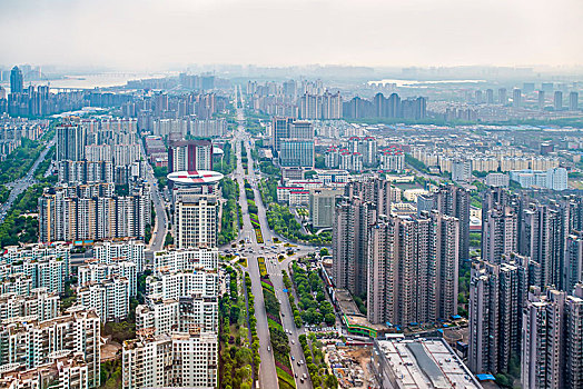 鸟瞰南昌城市建筑景观