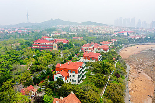 航拍山东青岛八大关景区