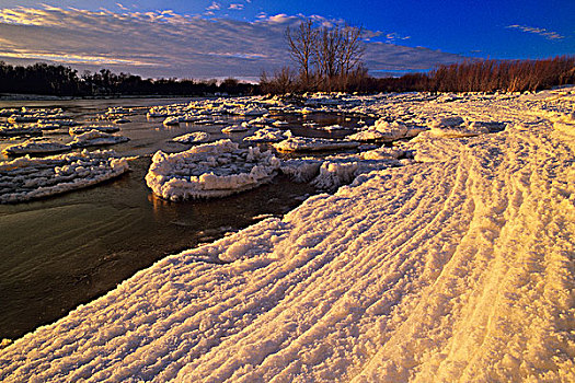 冰,红河,曼尼托巴,加拿大