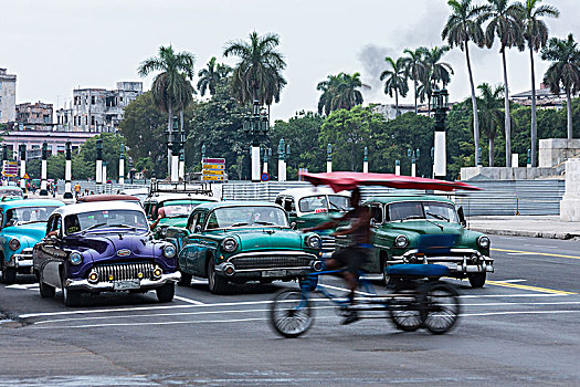 古巴,哈瓦那,公园,中心,老爷车