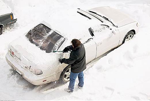 男人,雪,汽车