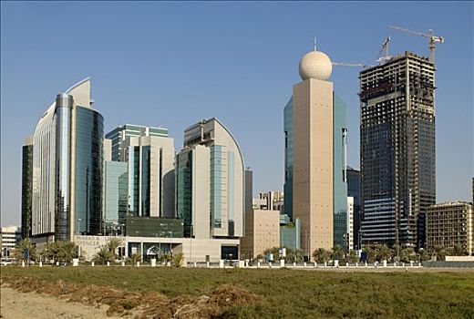 摩天大楼,市中心,阿布扎比,阿联酋,阿拉伯,近东