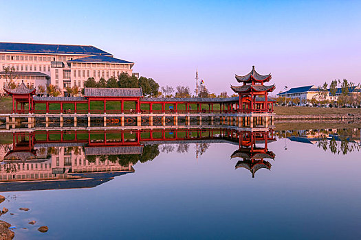 信阳职业技术学院,校园风光,园林景观,亭子,风雨廊