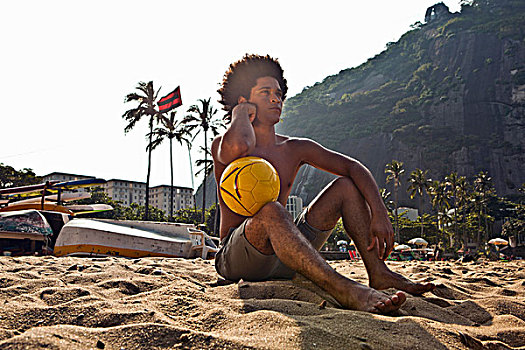 男人,海滩,排球,里约热内卢,巴西