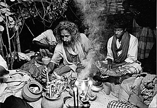 仪式,开始,冥想,一年生植物,聚集,墓地,孟加拉