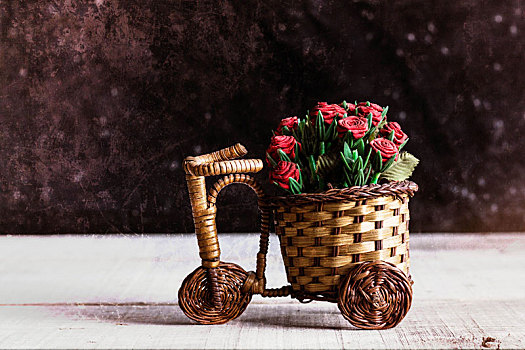 盆栽,玫瑰,自行车