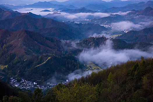 石潭,云海,安徽,山沟,油菜花,风光,壮观,气候,环境,仙境,诱惑,秀美,俯瞰,村庄