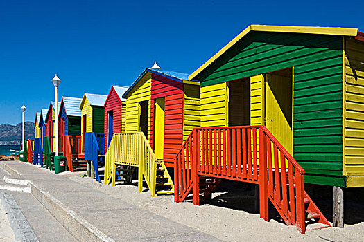 彩色,海滩小屋,西海角,南非,非洲
