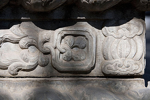 北京雍和宫内的石刻特写