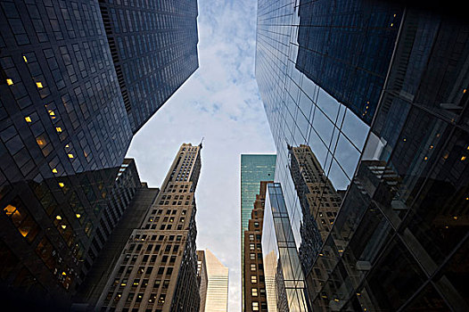 摩天大楼,公园,道路,曼哈顿,纽约,美国,北美
