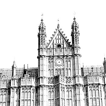伦敦,老,历史,议会,玻璃,窗户,建筑,天空