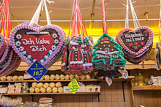 心状姜饼,装饰,圣诞市场,亚琛,德国