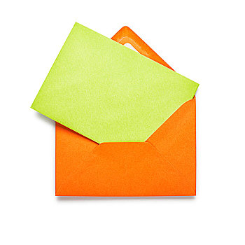 橙色,信封,绿色,卡片