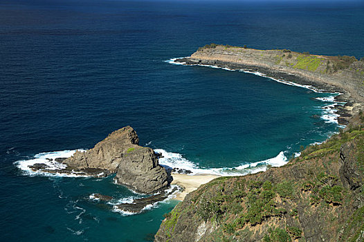 夏威夷,考艾岛,北岸,国家野生动植物保护区,航拍,小湾,海洋