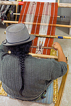 厄瓜多尔,乡村,靠近,男人,辫子,编织,传统,织布机