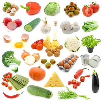 新鲜,蔬菜,上方,白色背景