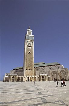 游客,院落,清真寺,国王,哈桑二世,摩洛哥,卡萨布兰卡