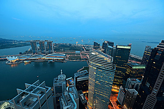 新加坡,屋顶,风景,城市,摩天大楼,日落