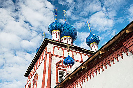 俄罗斯,乌格利奇,东正教,教堂,蓝色,圆顶,穹顶,近景