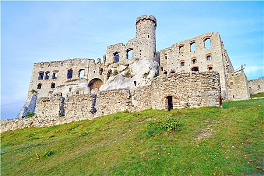老,中世纪,城堡,岩石上,波兰