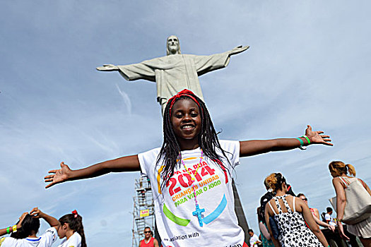 美女,莫桑比克,伸展胳膊,正面,耶稣,救世主,雕塑,里约热内卢基督像,耶稣山,里约热内卢,里约热内卢州,巴西,南美