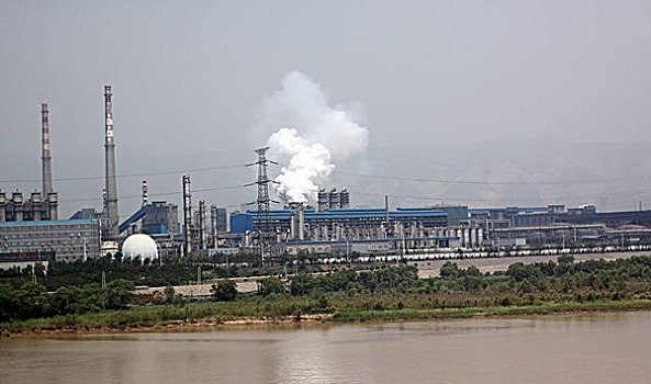 工业,污染,黄河,岸边,工业区