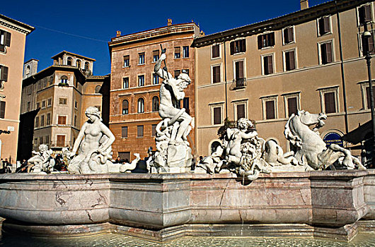 喷泉,正面,宫殿,纳佛那广场,罗马,意大利