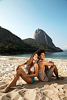 情侣,放松,海滩,里约热内卢,巴西