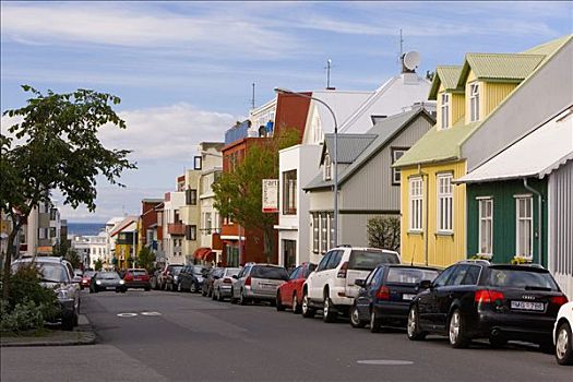 彩色,建筑,雷克雅未克,冰岛